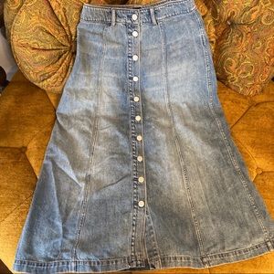 GAP DENIM HIGH WAISTED DENIM MIDI SKIRT